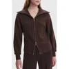 Varley Enrico Knit Zip Jacket In Brown