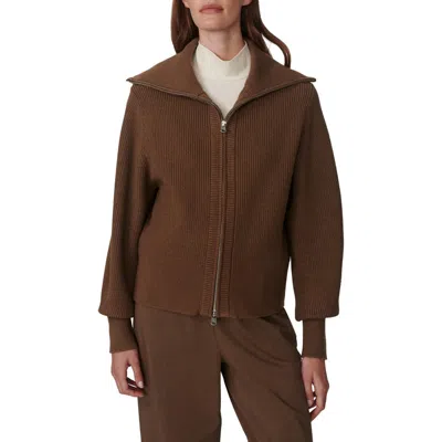 Varley Enrico Knit Zip Jacket In Brown