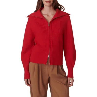 Varley Enrico Knit Zip Jacket In Washed Red