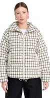 Varley Eugene Check Short Puffer Coat Jacket In Egret Mono Check