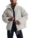 Varley Eugene Check Short Puffer Jacket In Egret Mono Check