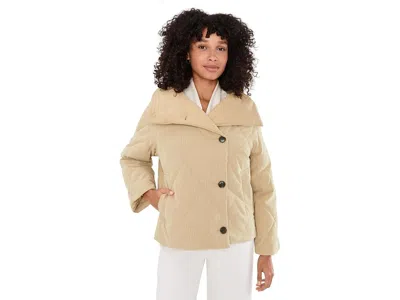 Varley Evren Short Quilted Coat Women's Coat Light Taupe: Xl, Polyester In Animal Print
