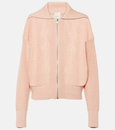 Varley Fairfield Open-knit Cotton Jacket In Pink