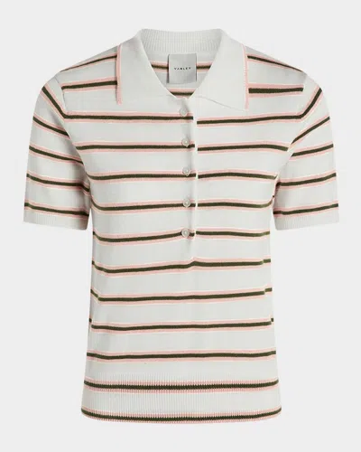 Varley Faustine Striped Fine-knit Polo