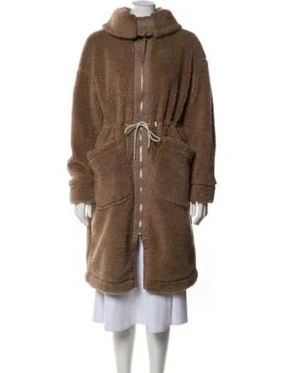 Pre-owned Varley Faux Fur Coat In Brown