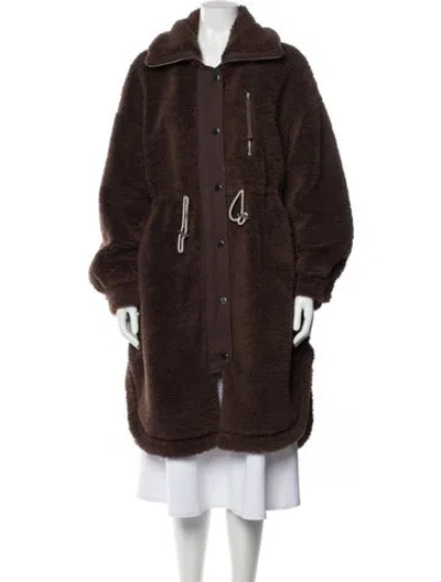 Pre-owned Varley Faux Fur Coat In Brown