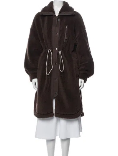 Pre-owned Varley Faux Fur Coat In Brown