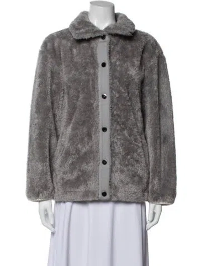 Pre-owned Varley Faux Fur Coat In Grey