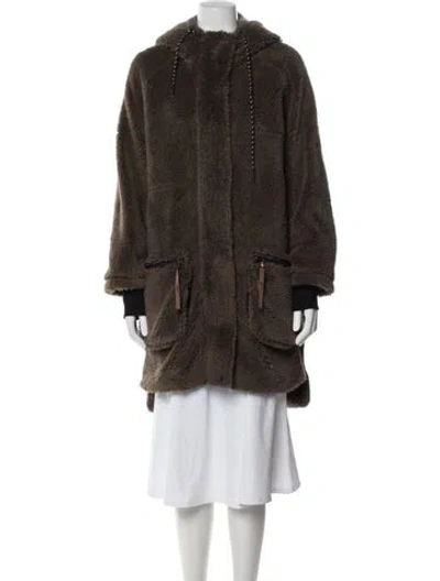 Pre-owned Varley Faux Fur Coat In Neutral