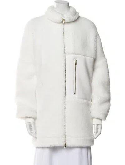 Pre-owned Varley Faux Fur Coat In White