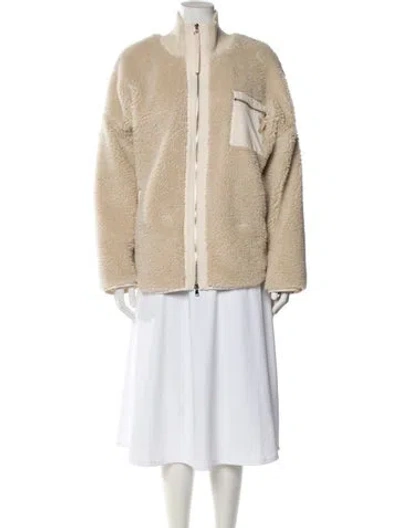 Pre-owned Varley Faux Fur Faux Fur Jacket In Neutrals