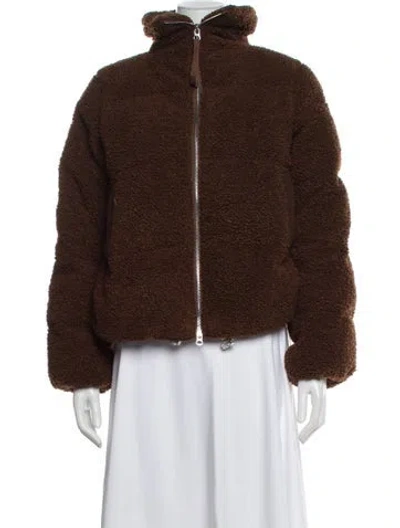 Pre-owned Varley Faux Fur Jacket In Brown