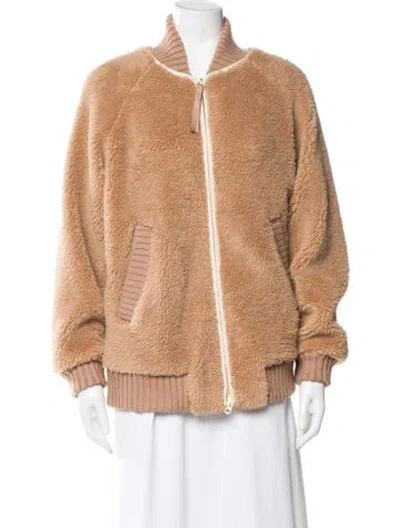 Pre-owned Varley Faux Fur Jacket In Brown