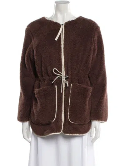 Pre-owned Varley Faux Fur Jacket In Brown