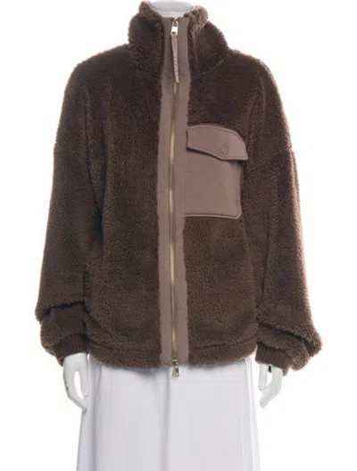 Pre-owned Varley Faux Fur Jacket In Brown