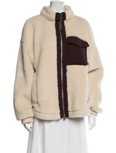 Pre-owned Varley Faux Fur Jacket In Neutral