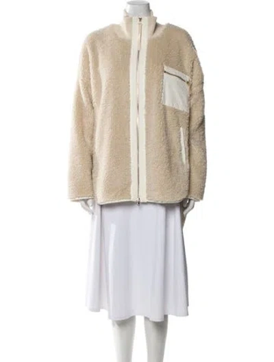 Pre-owned Varley Faux Fur Jacket In Neutral