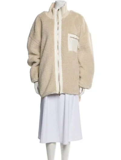 Pre-owned Varley Faux Fur Jacket In Neutral