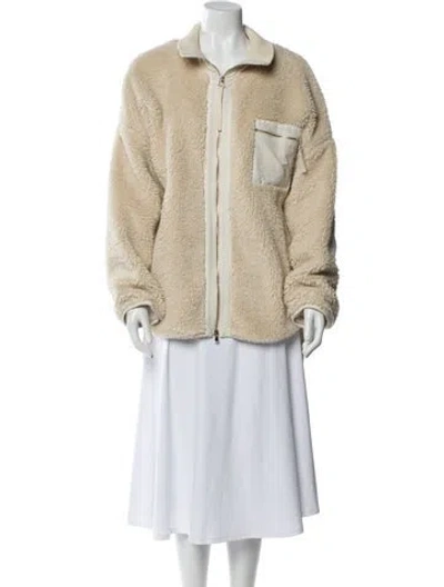 Pre-owned Varley Faux Fur Jacket In Neutral