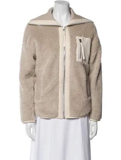 Pre-owned Varley Faux Fur Jacket In Neutral