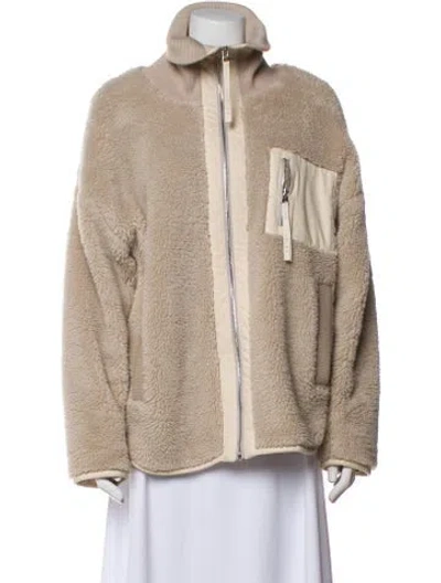 Pre-owned Varley Faux Fur Jacket In Neutral