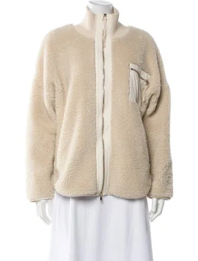 Pre-owned Varley Faux Fur Jacket In Neutral