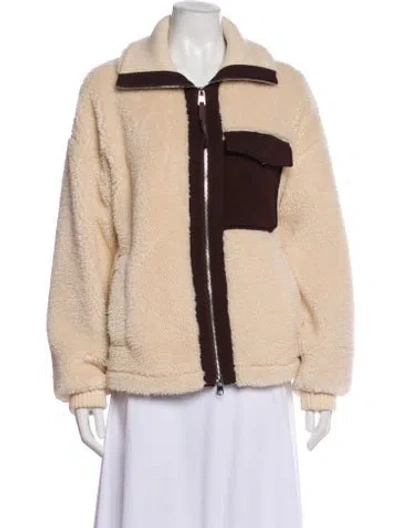 Pre-owned Varley Faux Fur Jacket In Neutral