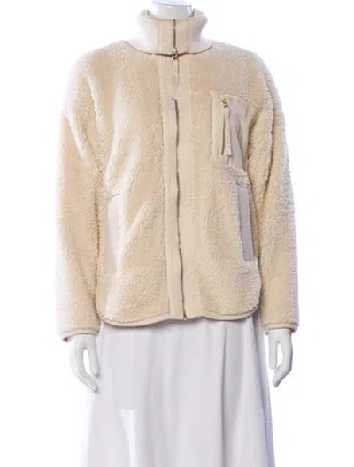 Pre-owned Varley Faux Fur Jacket In Neutral