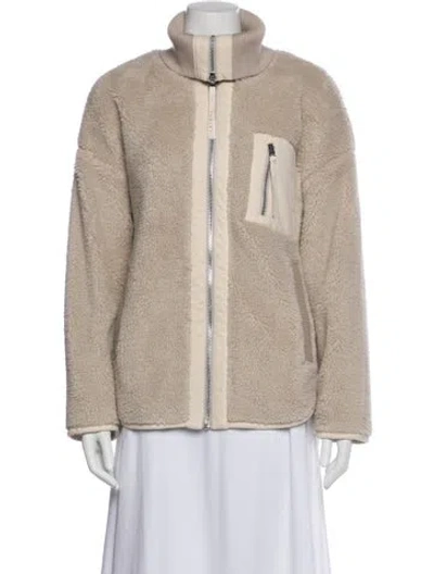 Pre-owned Varley Faux Fur Jacket In Neutral