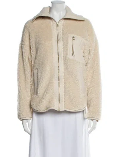 Pre-owned Varley Faux Fur Jacket In Neutral