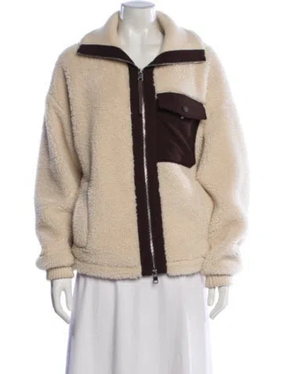 Pre-owned Varley Faux Fur Jacket In Neutral