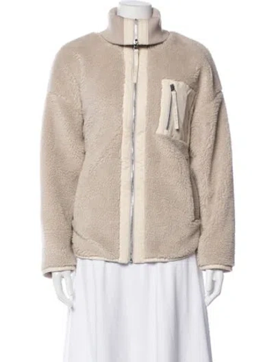 Pre-owned Varley Faux Fur Jacket In Neutral