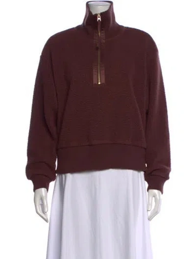Pre-owned Varley Faux Fur Mock Neck Sweater In Burgundy