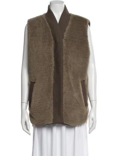 Pre-owned Varley Faux Fur Vest In Green