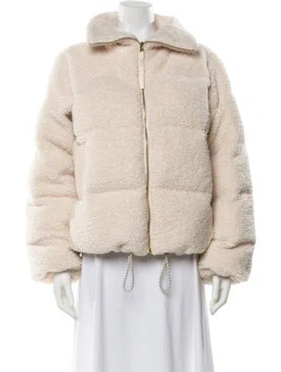 Pre-owned Varley Faux Shearling Faux Fur Jacket In Neutral