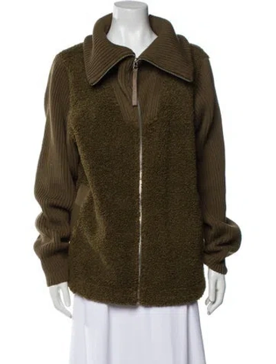 Pre-owned Varley Faux Shearling Jacket In Green