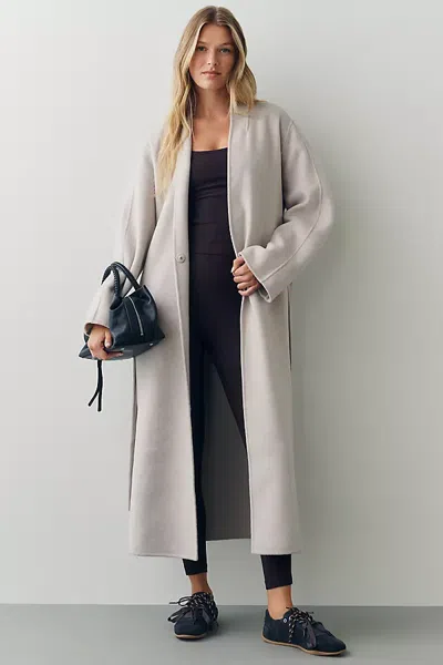 Varley Felice Wool Blend Belted Coat Jacket In Gray