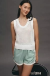 Varley Ferns Cotton Open-knit Scoop-neck Tank Top In White