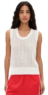 Varley Ferns Cotton Open-knit Scoop-neck Tank Top In White