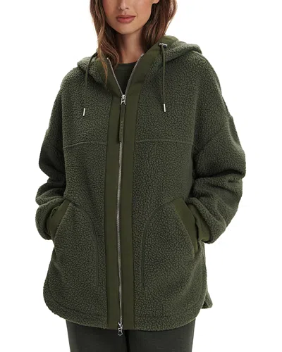 Varley Fey Hooded Jersey-trimmed Recycled-fleece Jacket In Green