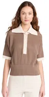 VARLEY FINCH KNIT POLO TAUPE STONE/ WHITECAP
