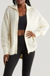 Varley Finn Longline Knit Jacket In Egret