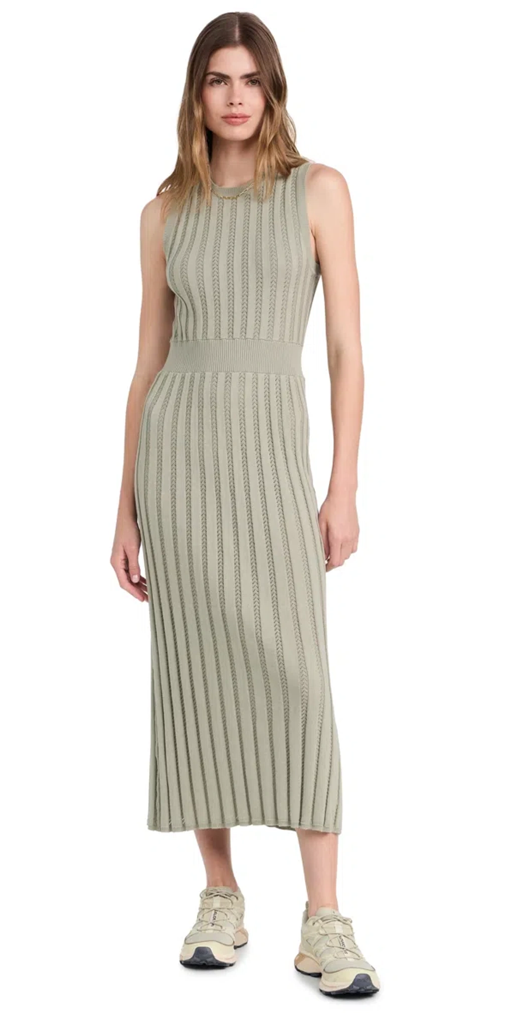 Varley Florian Knit Midi Dress In Seagrass