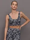 Varley Form Elsie Sports Bra In Deep Motion Petal In Ink Block Floral