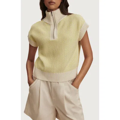 Varley Fowley Quarter Zip Short Sleeve Sweater In Yellow
