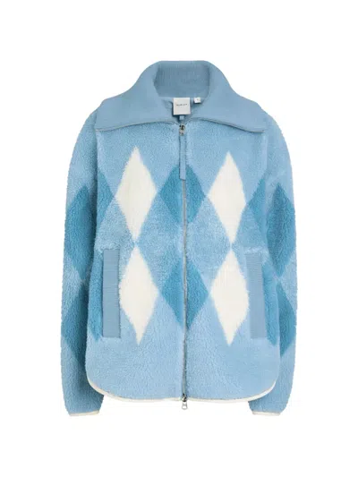 Varley Franca Argyle Zip Jacket In Blue
