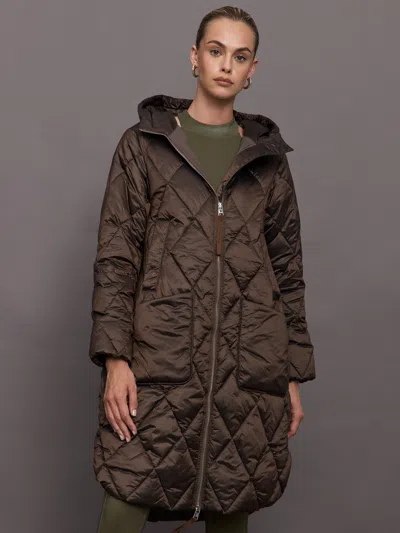 Varley Frisco Long Quilt Coat In Brown