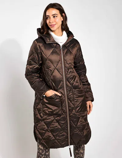 Varley Frisco Long Quilt Jacket In Brown