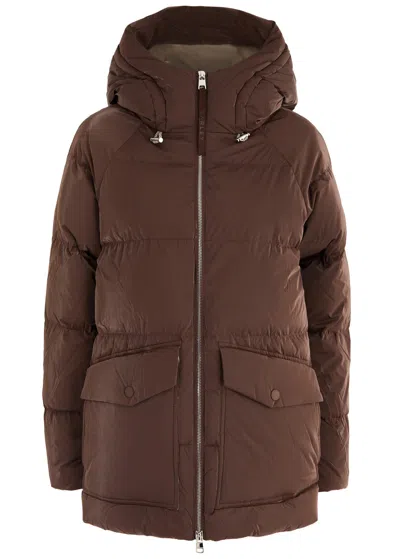 Varley Fullerton Quilted Hooded Shell Coat In Brown