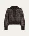 Varley Furley Half-zip Checked-pattern Sweater In Black